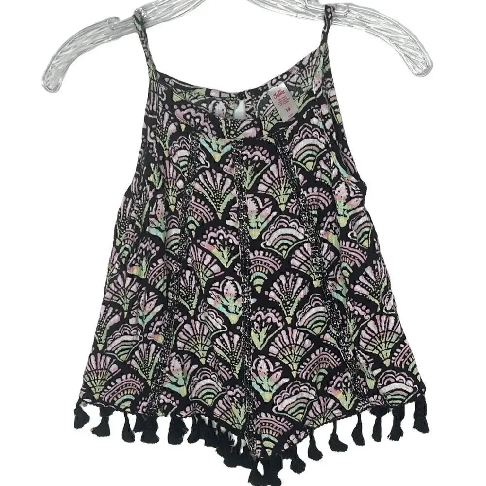 Justice Shell Fringe Bottom Sequins Tank Top. Size 10.